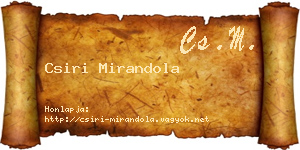 Csiri Mirandola névjegykártya